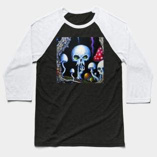 Skull mushrooms painting Baseball T-Shirt